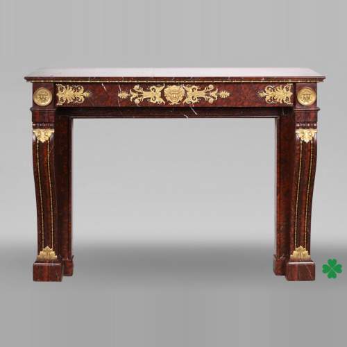 Cheminée Empire en marbre Rouge Griotte et bronzes dorés