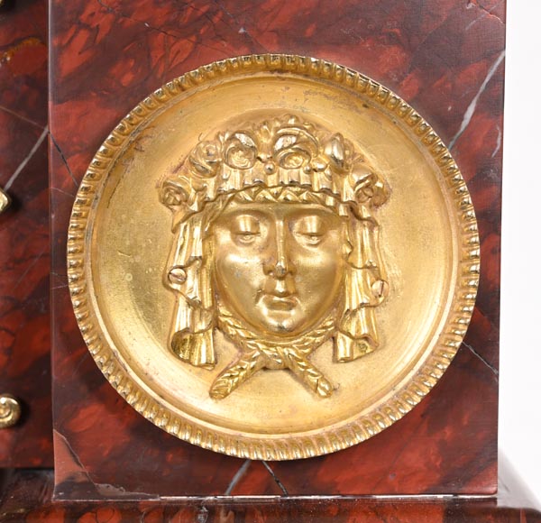 Cheminée Empire en marbre Rouge Griotte et bronzes dorés-9