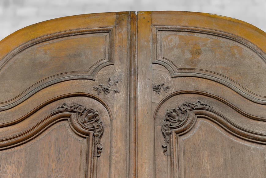Importante et rare porte cochère d'immeuble Haussmannien en chêne, fin du XIXè siècle-1