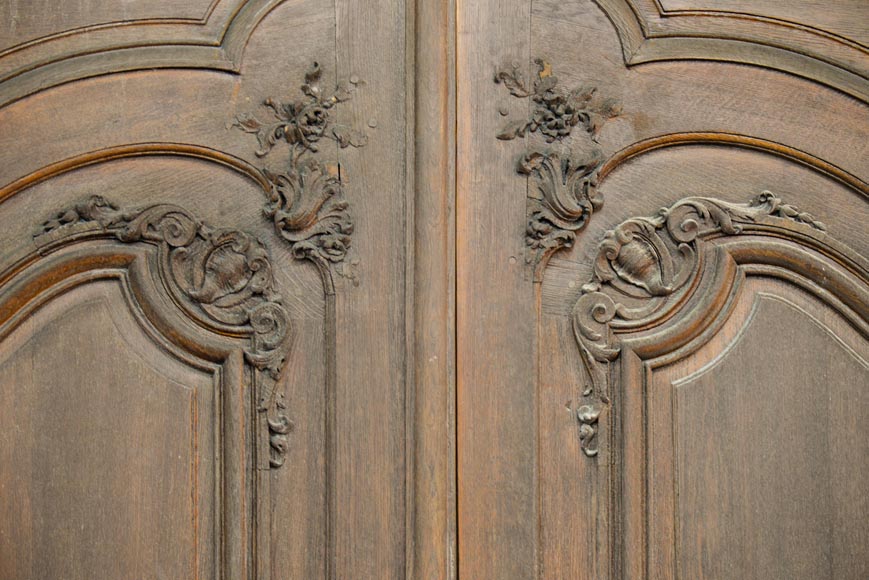 Importante et rare porte cochère d'immeuble Haussmannien en chêne, fin du XIXè siècle-4