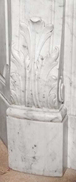 Cheminée de style Louis XV en marbre de Carrare richement décorée Cheminée de style Louis XV en marbre de Carrare richement décorée-8