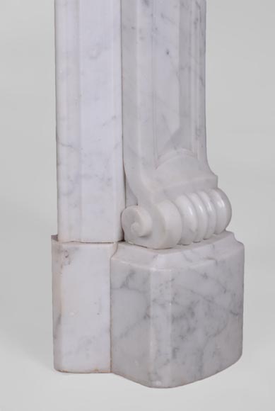 Cheminée ancienne de style Régence en marbre de Carrare-7