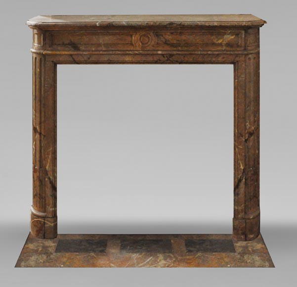 Cheminée de style Louis XVI aux coins arrondis, en marbre Sarrancolin Cheminée de style Louis XVI aux coins arrondis, en marbre Sarrancolin-0