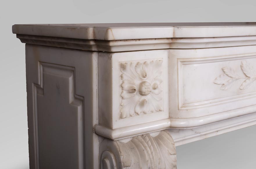 Cheminée ancienne de style Louis XVI, en marbre de Carrare, au carquois-4