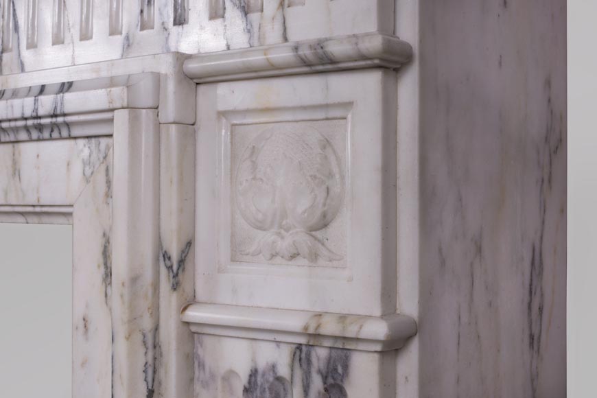 Belle cheminée ancienne de style Victorien en marbre Paonazzo-9