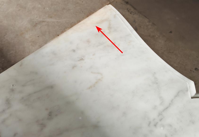 Cheminée de style Louis XV en marbre de Carrare richement décorée de coquilles et de fleurs Cheminée de style Louis XV en marbre de Carrare richement décorée de coquilles et de fleurs-15