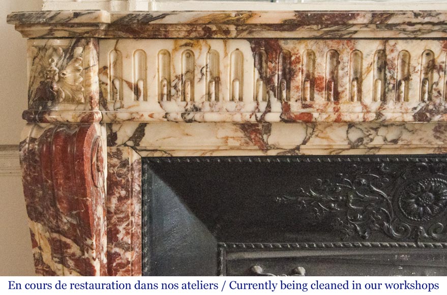 Cheminée ancienne de style Louis XVI à rudentures en marbre-3