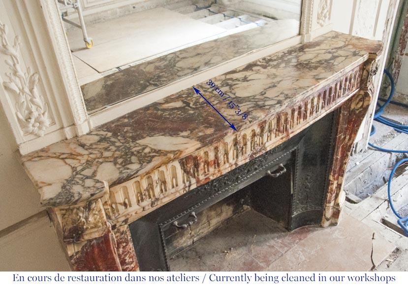 Cheminée ancienne de style Louis XVI à rudentures en marbre-8