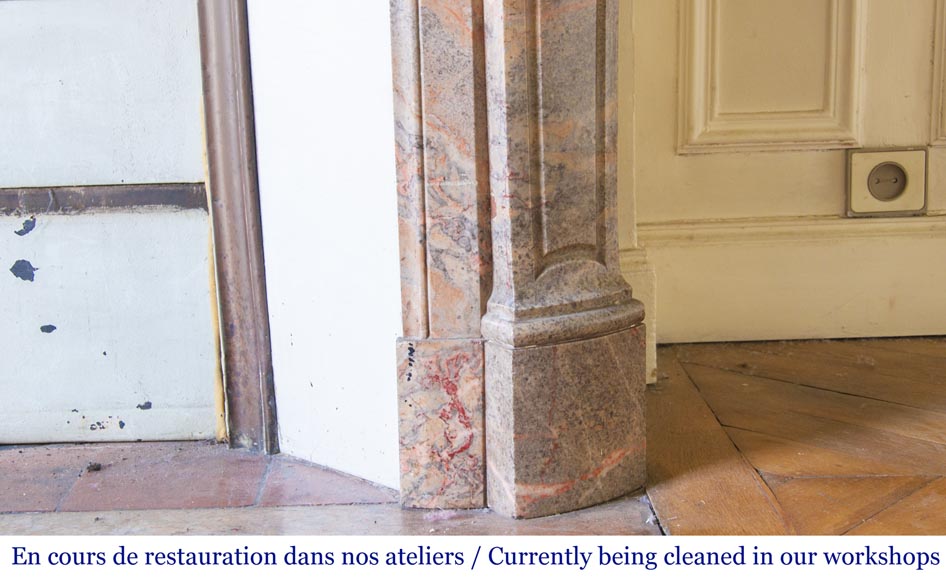 Cheminée ancienne de style Louis XV, modèle Pompadour, en marbre Enjugerais-7