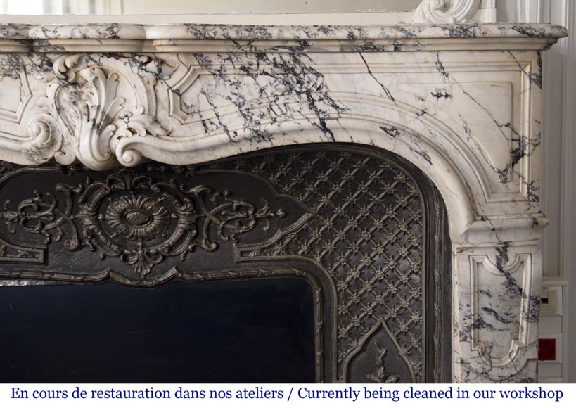 Cheminée ancienne de style Louis XV en marbre Brèche de Serravezza-9