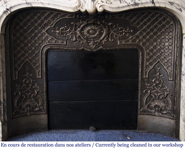 Cheminée ancienne de style Louis XV en marbre Brèche de Serravezza-11