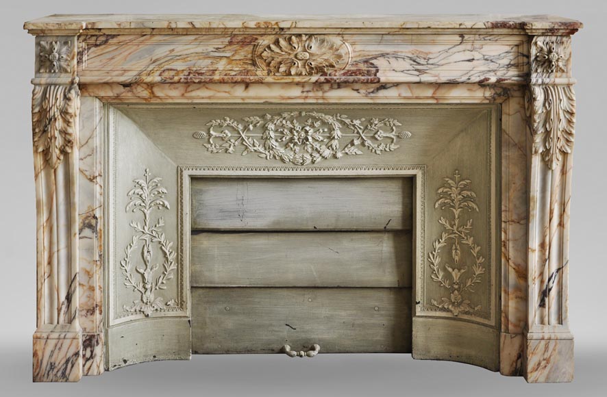 Cheminée ancienne de style Louis XVI, en marbre Skyros-0