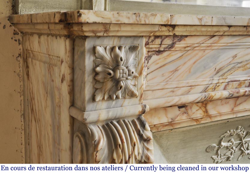 Cheminée ancienne de style Louis XVI, en marbre Skyros-3