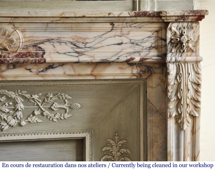 Cheminée ancienne de style Louis XVI, en marbre Skyros-7