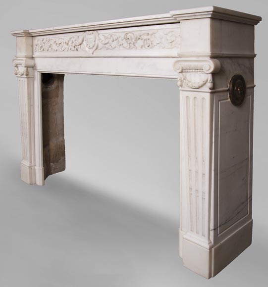 Cheminée ancienne de style Louis XVI en marbre Statuaire de Carrare-8