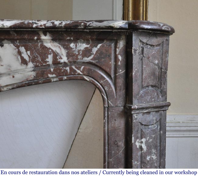 Cheminée ancienne de style Louis XV en marbre Rouge du Nord-6