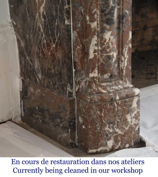 Cheminée ancienne d'époque Louis XV, en marbre Rouge du Nord-5