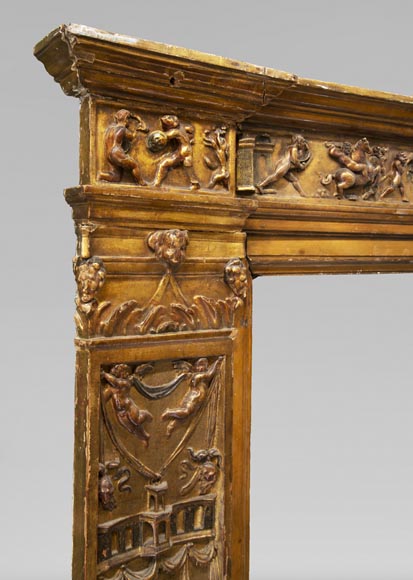 Cheminée italienne du XVIIIe siècle en bois sculpté -3