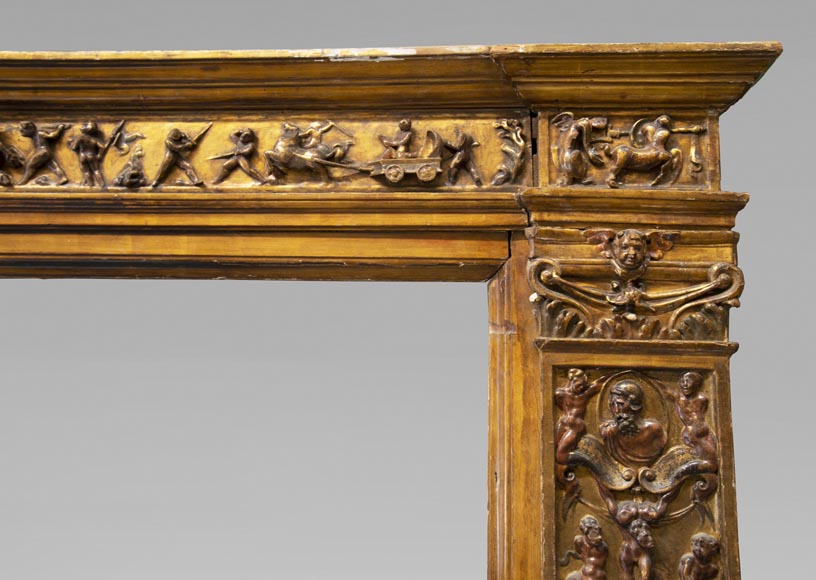 Cheminée italienne du XVIIIe siècle en bois sculpté -6