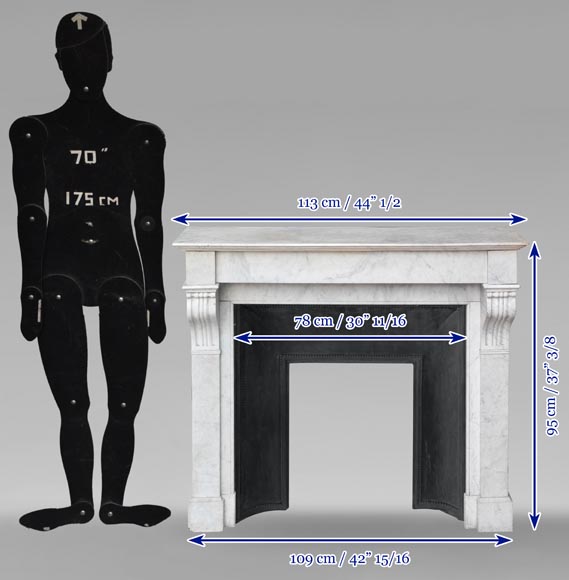 Cheminée de style Napoléon III en marbre blanc à modillons-9