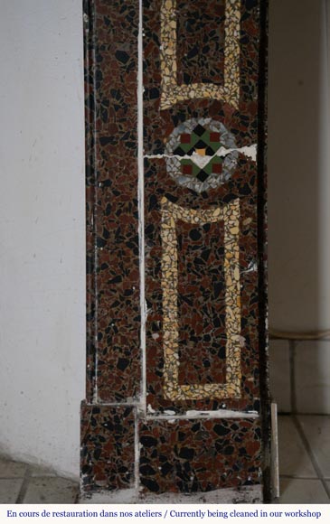 Cheminée de style Napoléon III en mosaïque de marbre-9