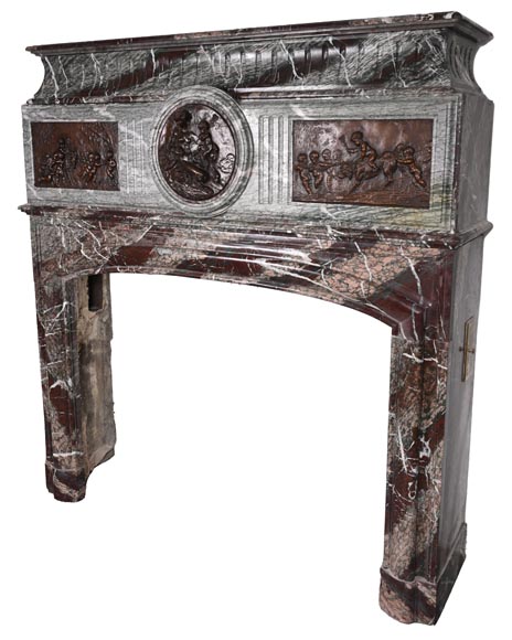 Cheminée en marbre Campan de style Louis XIV, bronzes (d’après CLODION)-10