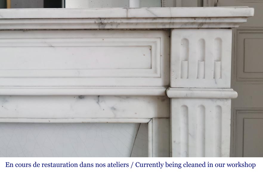 Cheminée de style Louis XVI en marbre Arabescato-6
