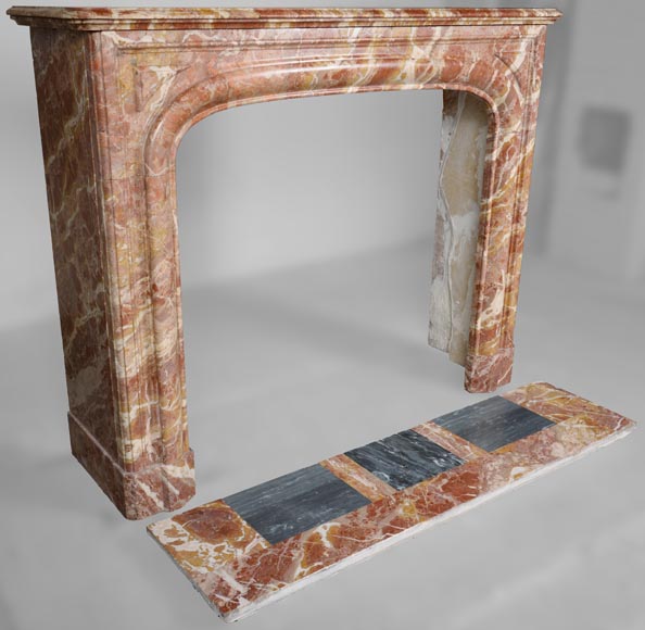Cheminée de style Louis XIV en marbre jaspé rouge-2