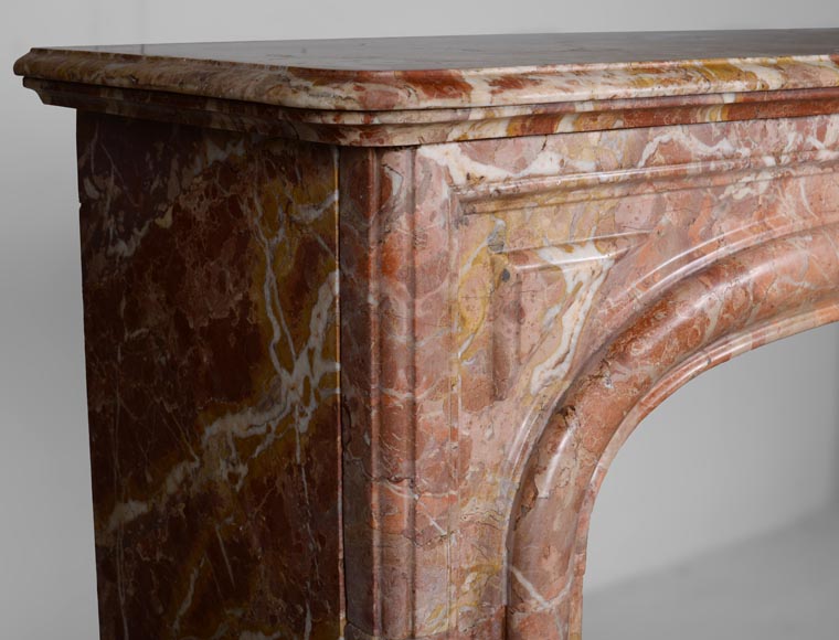 Cheminée de style Louis XIV en marbre jaspé rouge-3