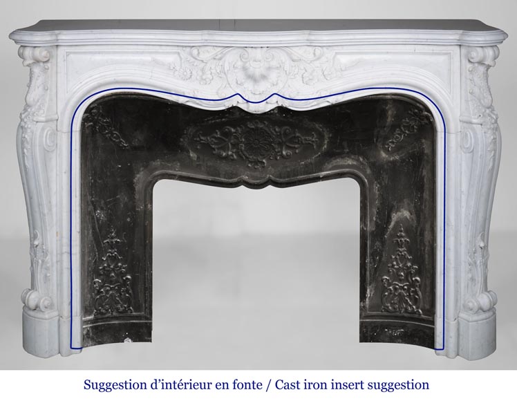Cheminée de style Louis XV en marbre de Carrare-1