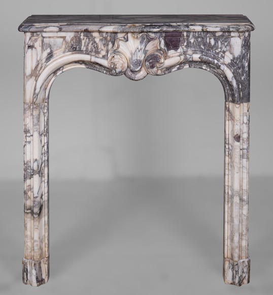 Petite cheminée d'époque Louis XV en marbre Brèche Violette-0