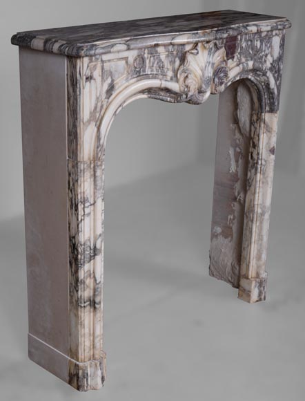 Petite cheminée d'époque Louis XV en marbre Brèche Violette-4