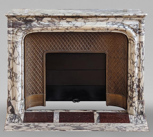 Belle cheminée modèle Boudin en marbre Brèche Violette-0
