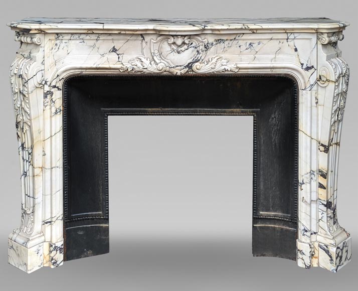 Cheminée de style Régence en marbre Paonazzo, XIXe siècle-0