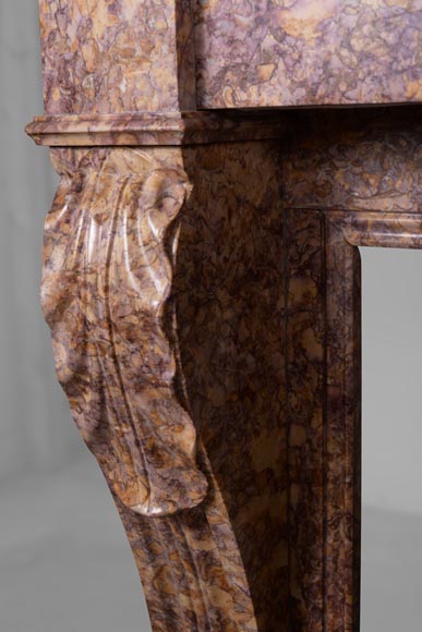 Cheminée de style Louis XVI en marbre Brocatelle-4