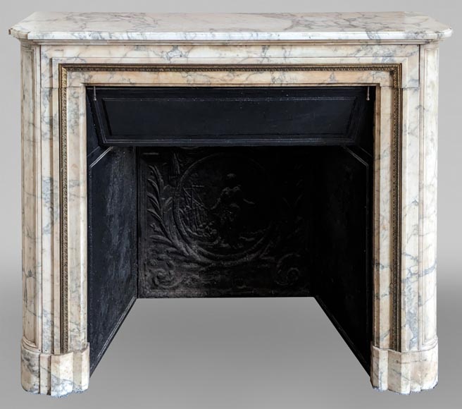 Cheminée de style Louis XVI en marbre Arabescato-0