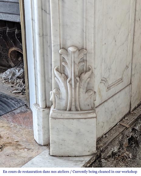 Cheminée de style Louis XV en marbre de Carrare-8
