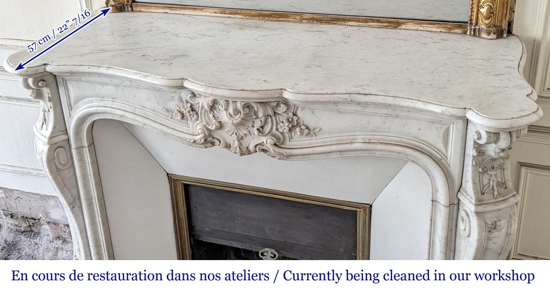 Cheminée de style Louis XV en marbre de Carrare-10