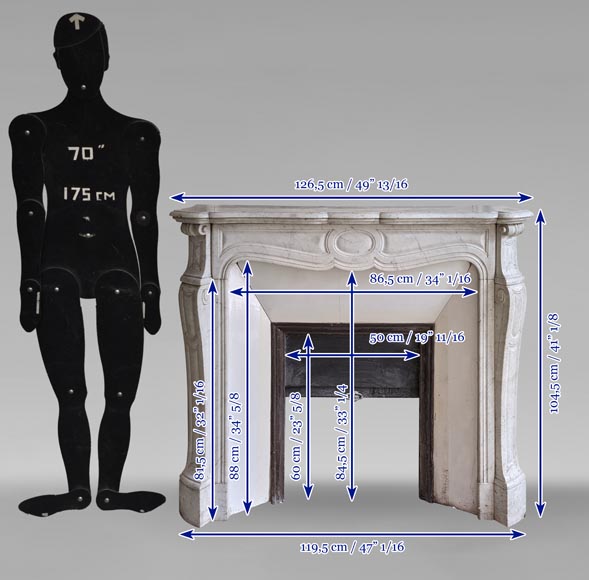 Cheminée de style Louis XV modèle Pompadour en marbre de Carrare-9