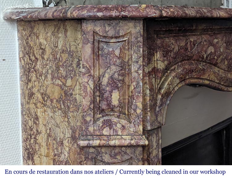 Cheminée de style Louis XV modèle Pompadour en marbre Brocatelle-3