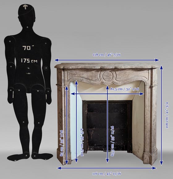 Cheminée de style Louis XV modèle Pompadour sculptée en marbre de Lunel-7