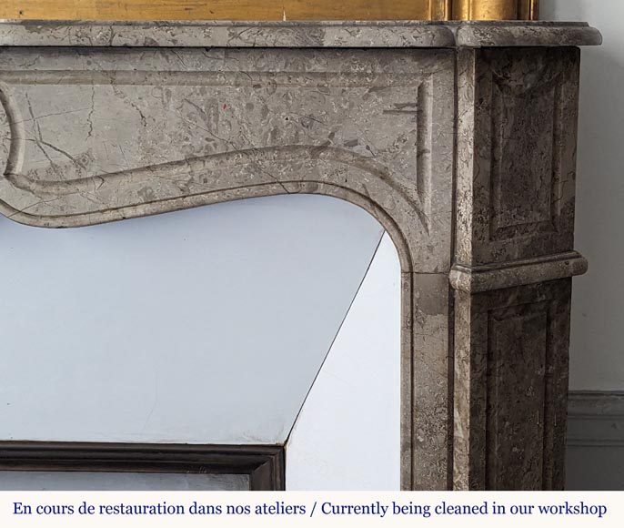 Cheminée de style Louis XV modèle Pompadour sculptée en marbre de Lunel-6