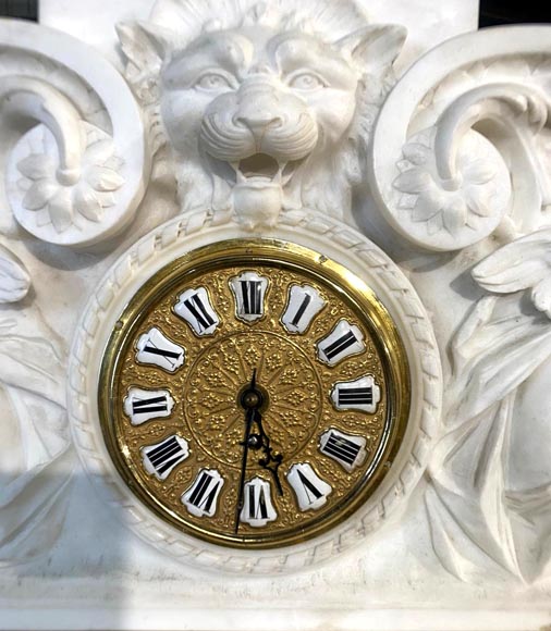 Cheminée napoléon III à horloge, putti musiciens-1