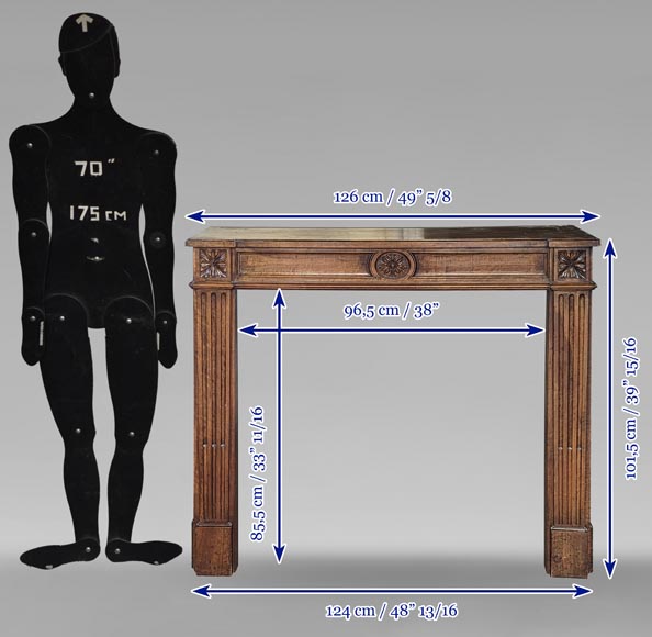 Cheminée de style Louis XVI en bois de noyer-10