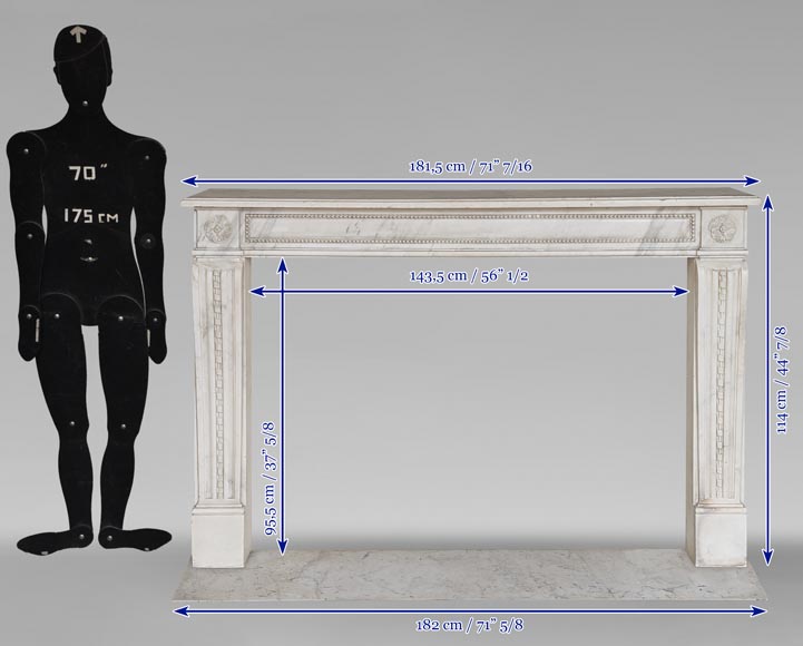 Cheminée d'époque Louis XVI au perlé et ruban sculpté-13