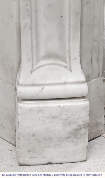 Cheminée de style Louis XV modèle Pompadour, en marbre de Carrare-4