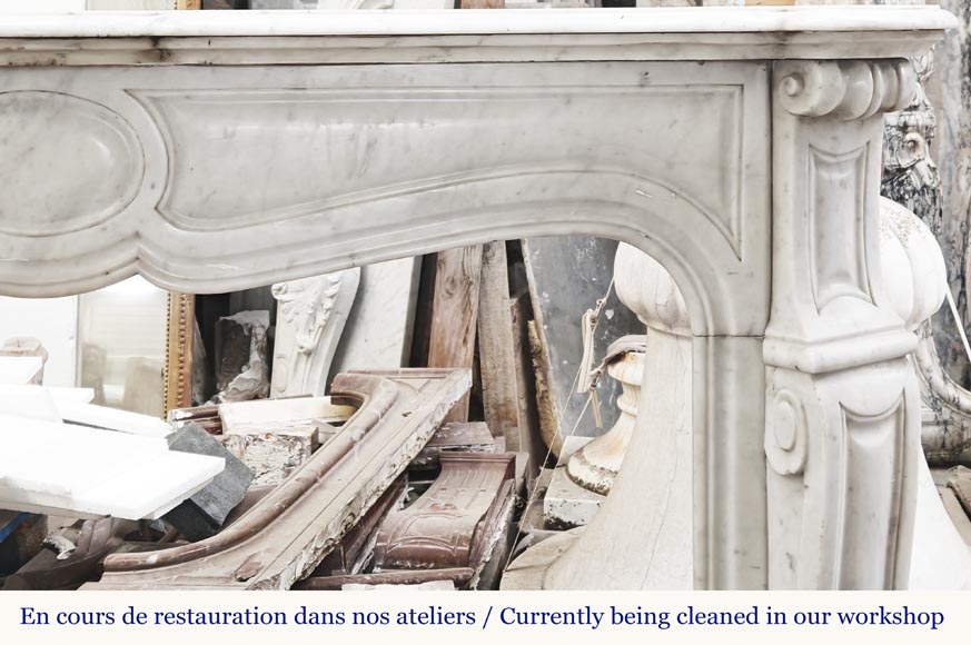 Cheminée de style Louis XV modèle Pompadour, en marbre de Carrare-6