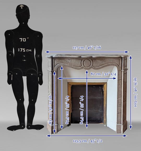 Cheminée de style Louis XV modèle Pompadour en marbre de Lunel-9