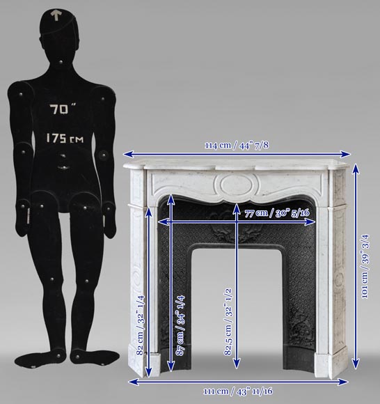 Cheminée de style Louis XV modèle Pompadour en marbre de Carrare-9