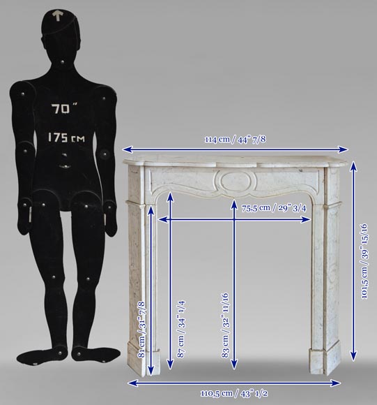 Cheminée de style Louis XV modèle Pompadour en marbre de Carrare-9